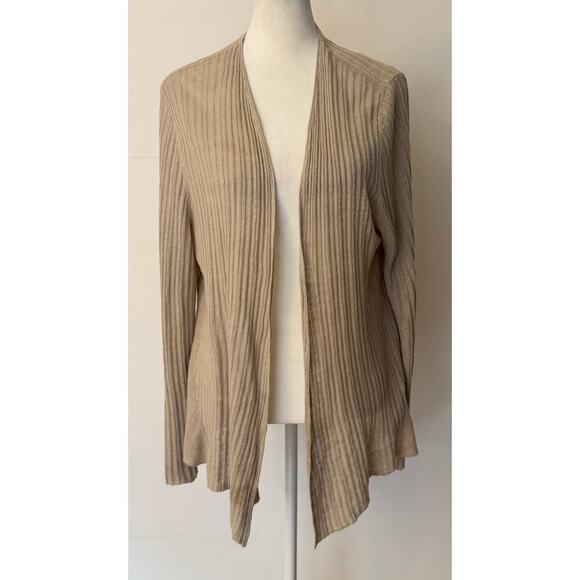 Eileen Fisher Sweaters - EILEEN FISHER Organic Linen Lightweight Ribbed Textured Open Cardigan Size Large